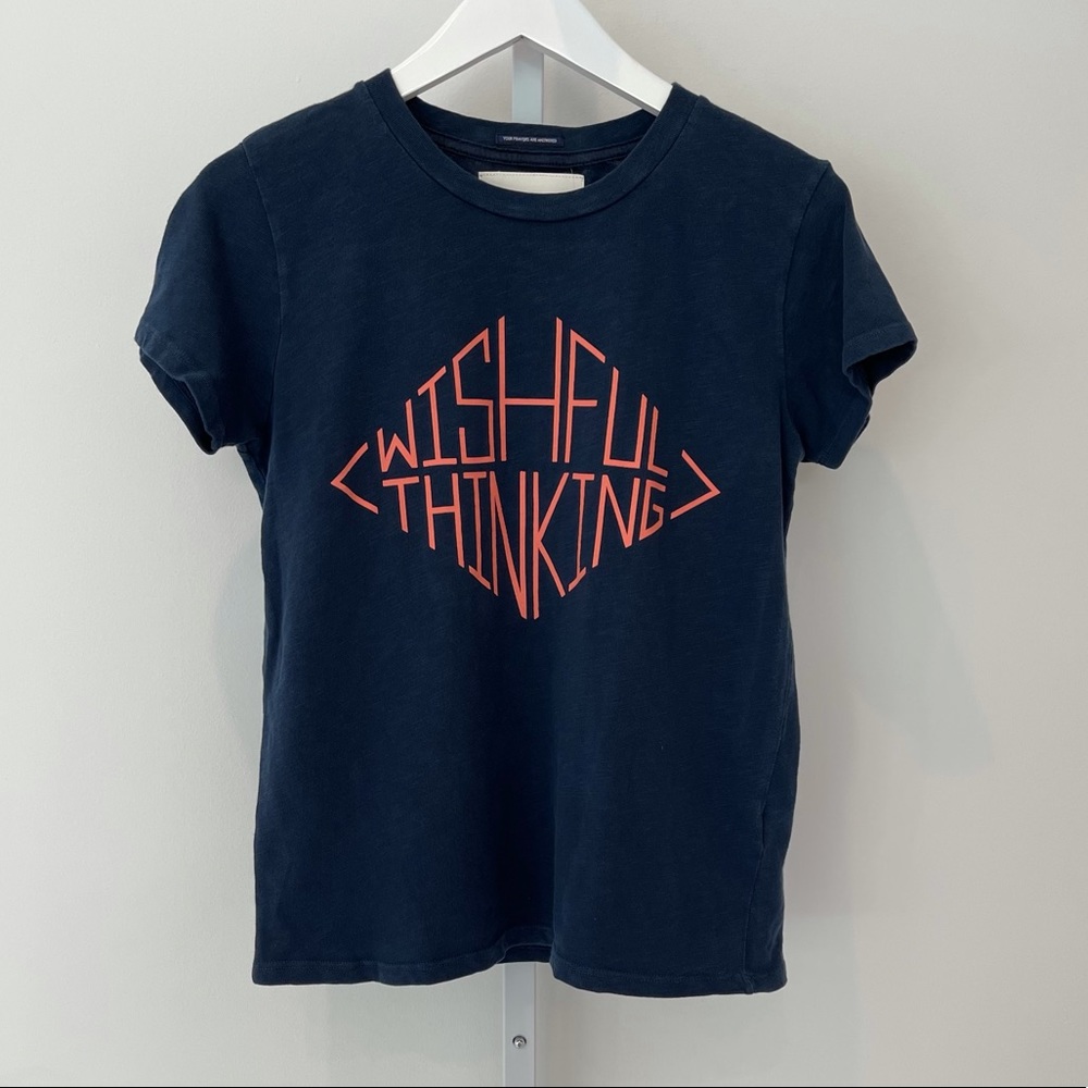 MOTHER WISHFUL THINKING NAVY TEE SHIRT SIZE X-S NWTS!
